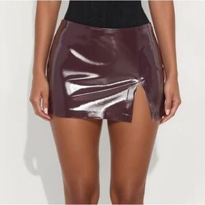 Patent Leather Glossy burgundy Mini Skirt